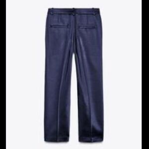 Zara Heavyweight Satin Navy Blue Pants